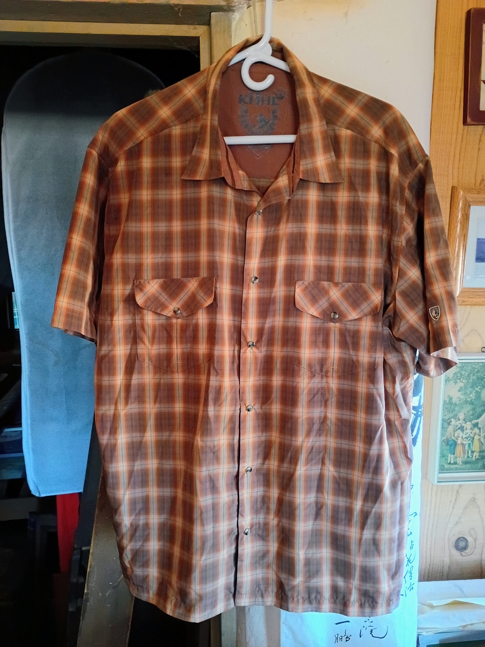 Kuhl Shirt EUC Snap Front Plaid Brown Orange - Picture 3 of 11